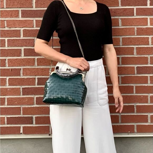 Vintage style Handmade Genuine Embossed Leather Top Handle Bag & Small Purse Set - Picture 8 of 16